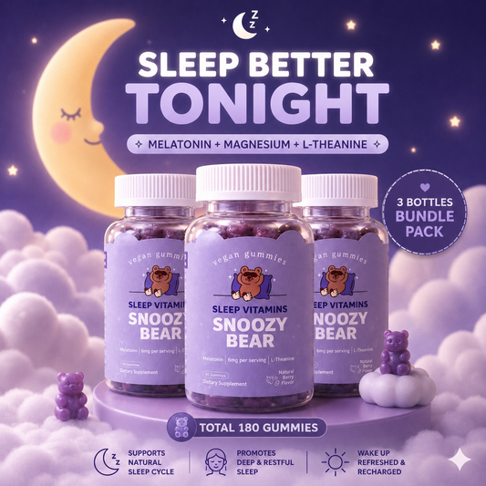 [Bundle Pack of 3] Snoozy Bear Sleep Vitamins (60 tablets x 3 bottles) - Vegan Gummies