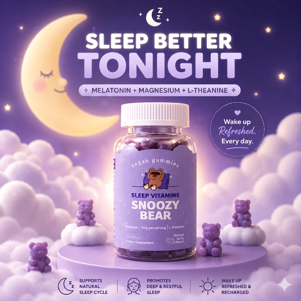 Snoozy Bear Sleep Vitamins (60 tablets) - Vegan Gummies