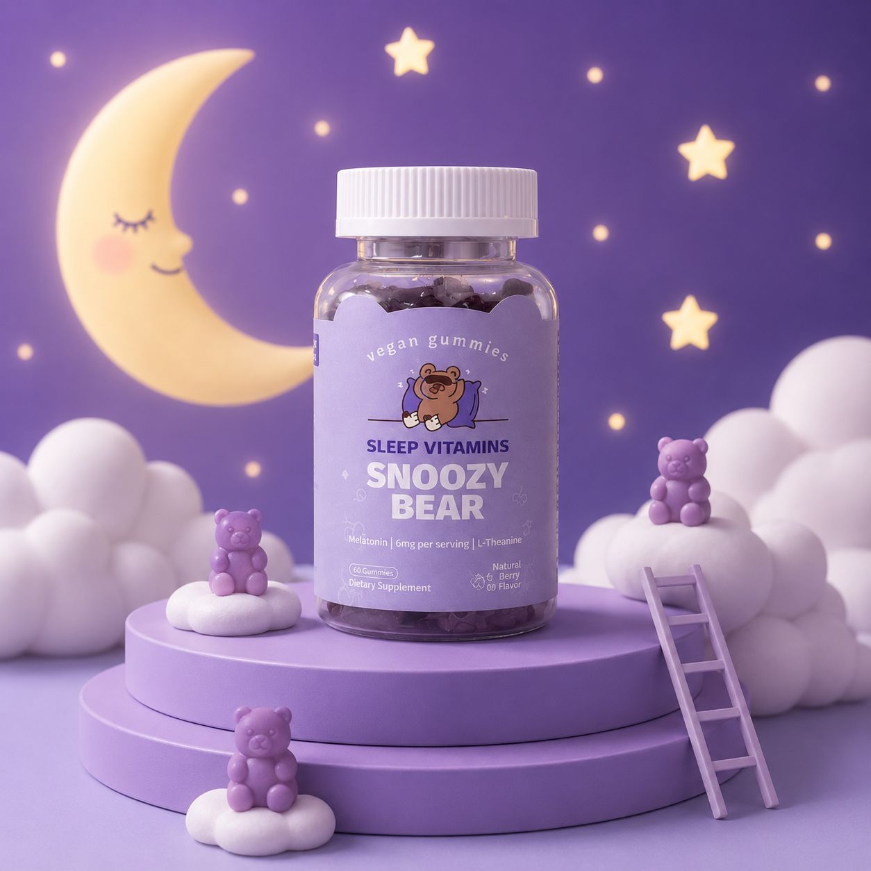 Snoozy Bear Sleep Vitamins (60 tablets) - Vegan Gummies