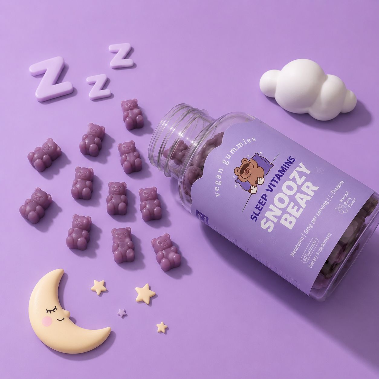 Snoozy Bear Sleep Vitamins (60 tablets) - Vegan Gummies