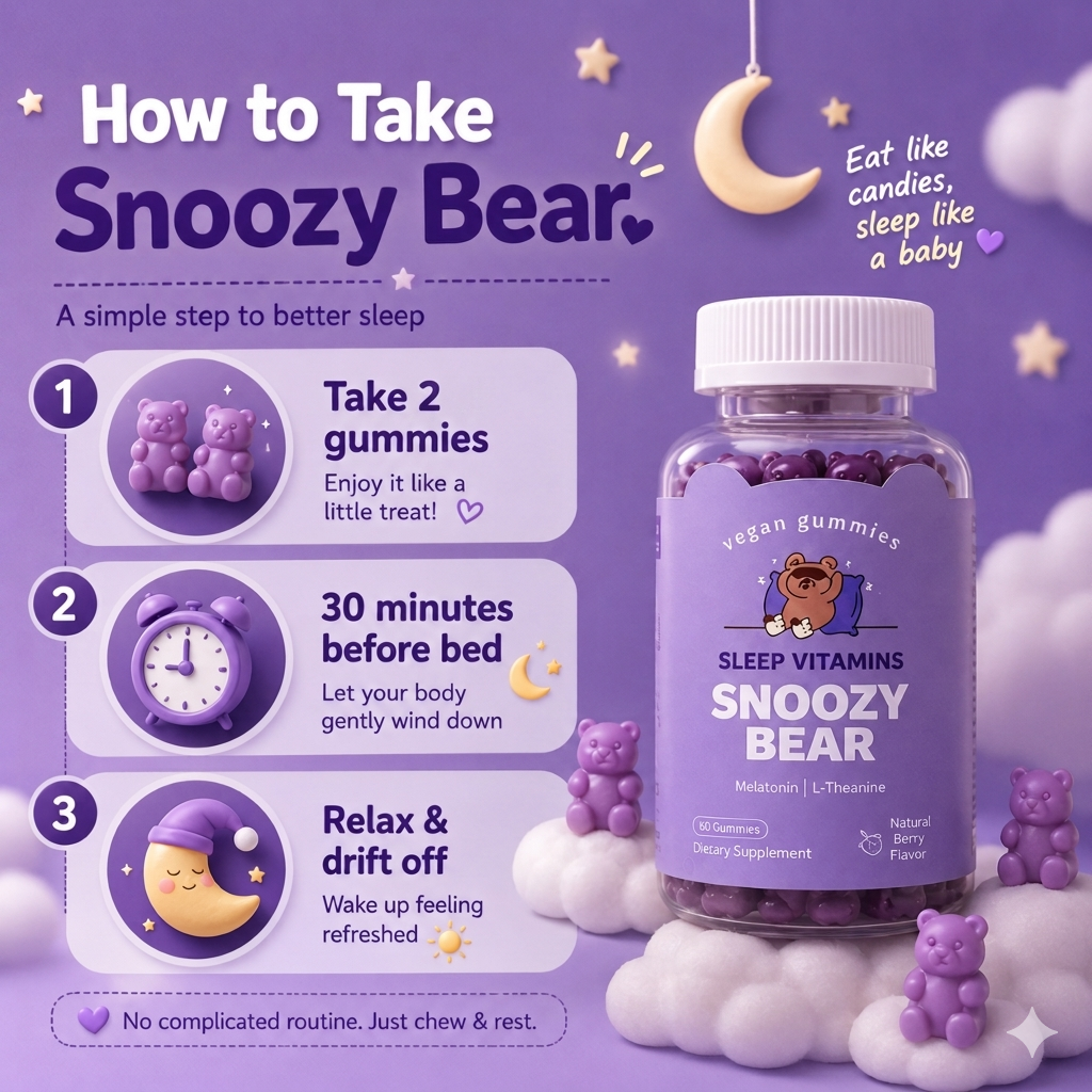 Snoozy Bear Sleep Vitamins (60 tablets) - Vegan Gummies