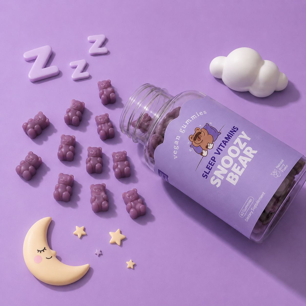 [NORMAL PACK] Snoozy Bear Sleep Vitamins (60 tablets) - Vegan Gummies