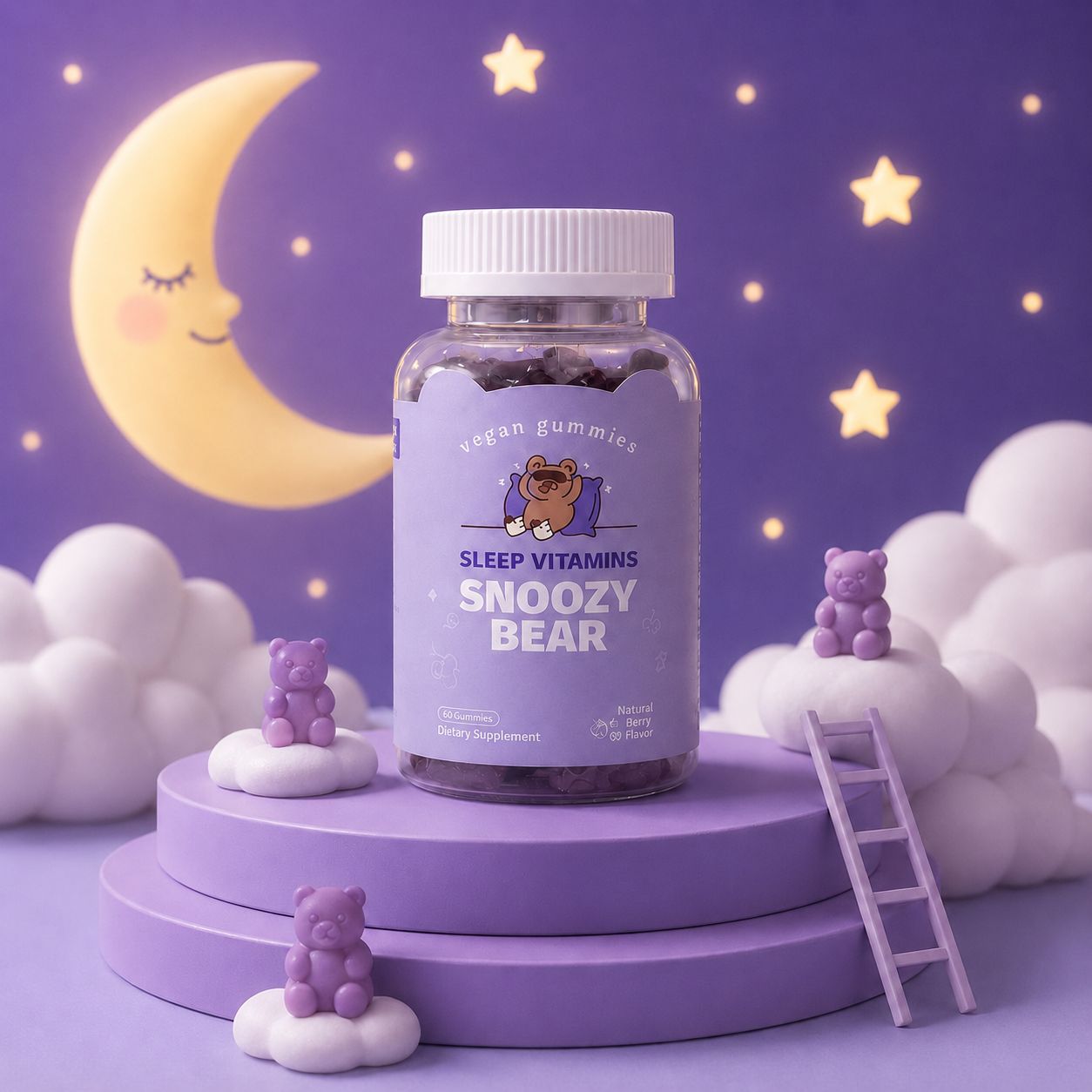 [NORMAL PACK] Snoozy Bear Sleep Vitamins (60 tablets) - Vegan Gummies