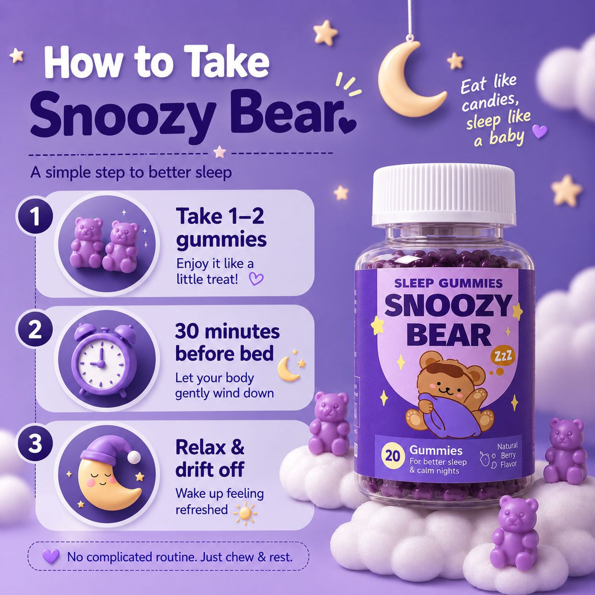 [STARTER PACK] Snoozy Bear Sleep Vitamins (20 Gummies) - Vegan Gummies