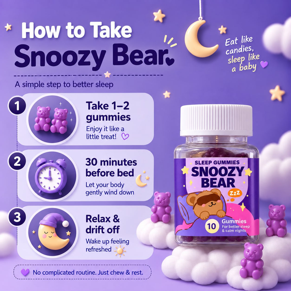 [TRAVEL PACK] Snoozy Bear Sleep Vitamins (10 Gummies) - Vegan Gummies
