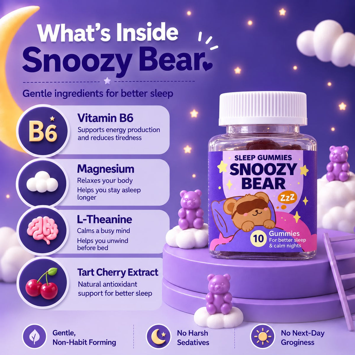 [TRAVEL PACK] Snoozy Bear Sleep Vitamins (10 Gummies) - Vegan Gummies